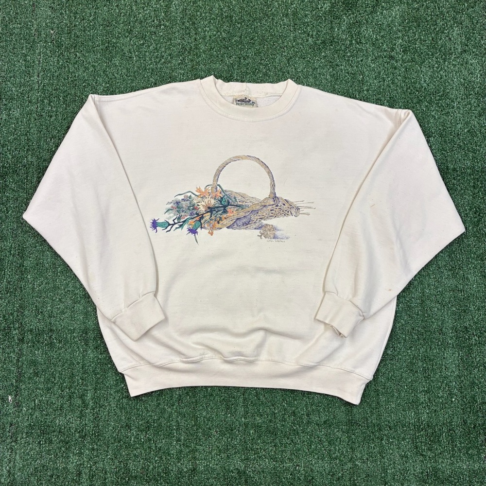 Vintage 90s Northern Reflections Floral Basket Crewneck Sweatshirt